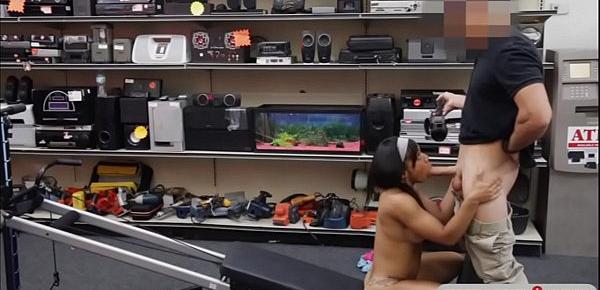  Sexy brunette sucks off and nailed by hony pawn dude